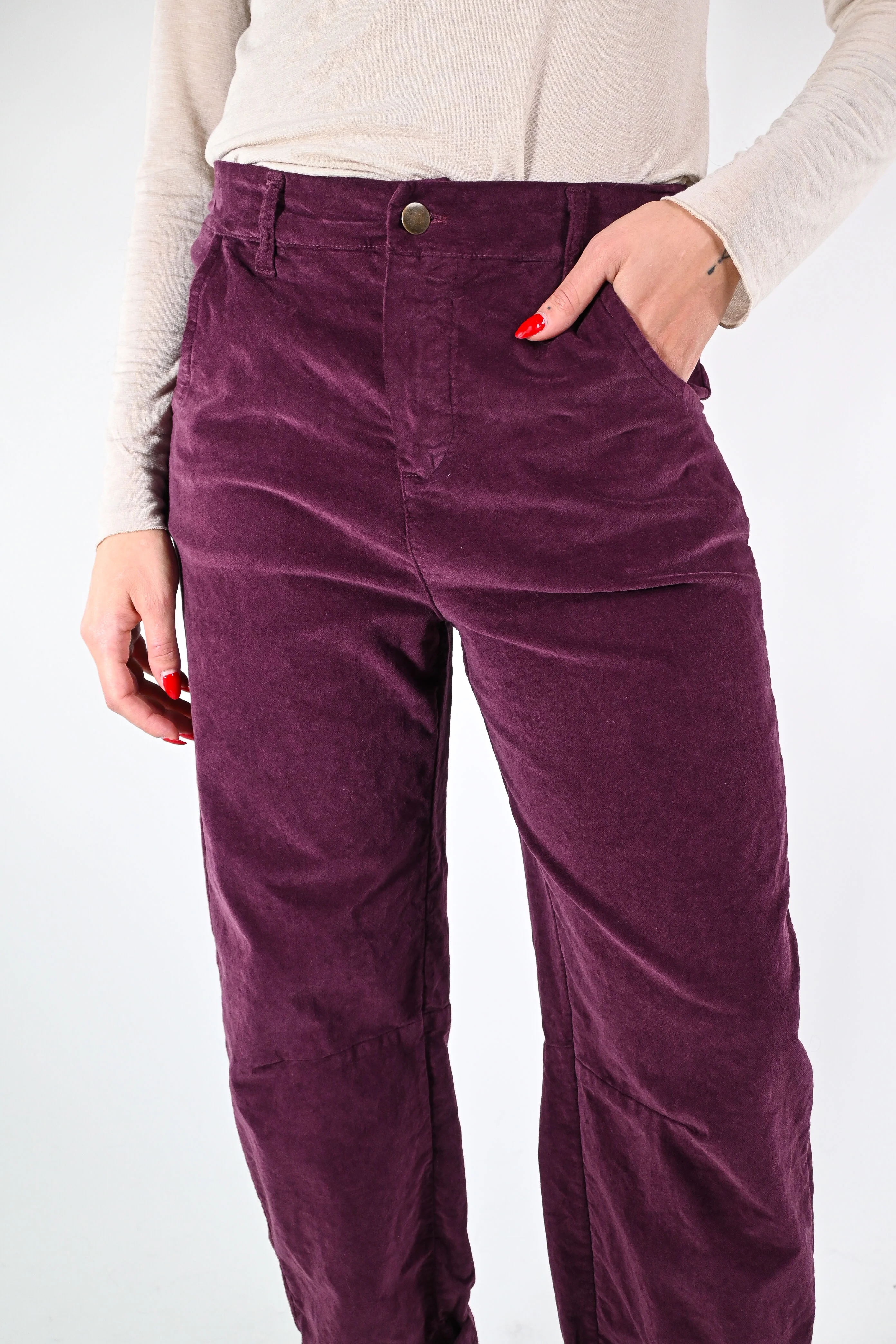 RECUPERO - PANTALONE BAGGY VELLUTO  LISCIO ART.30325/L - BORDEAUX - Image 5