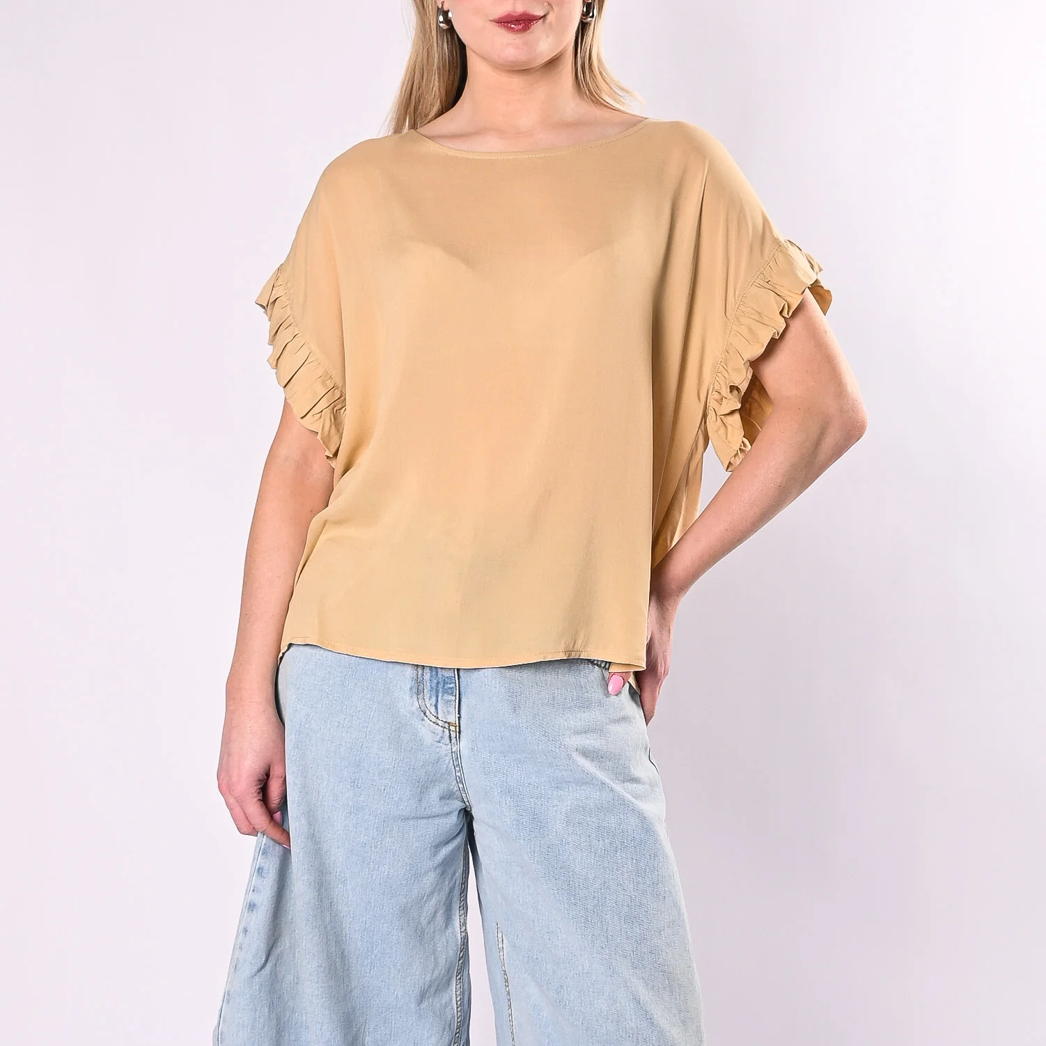 SOUVENIR - BLUSA VISCOSA CON ROUGES ART.S39M1737/S - SABBIA