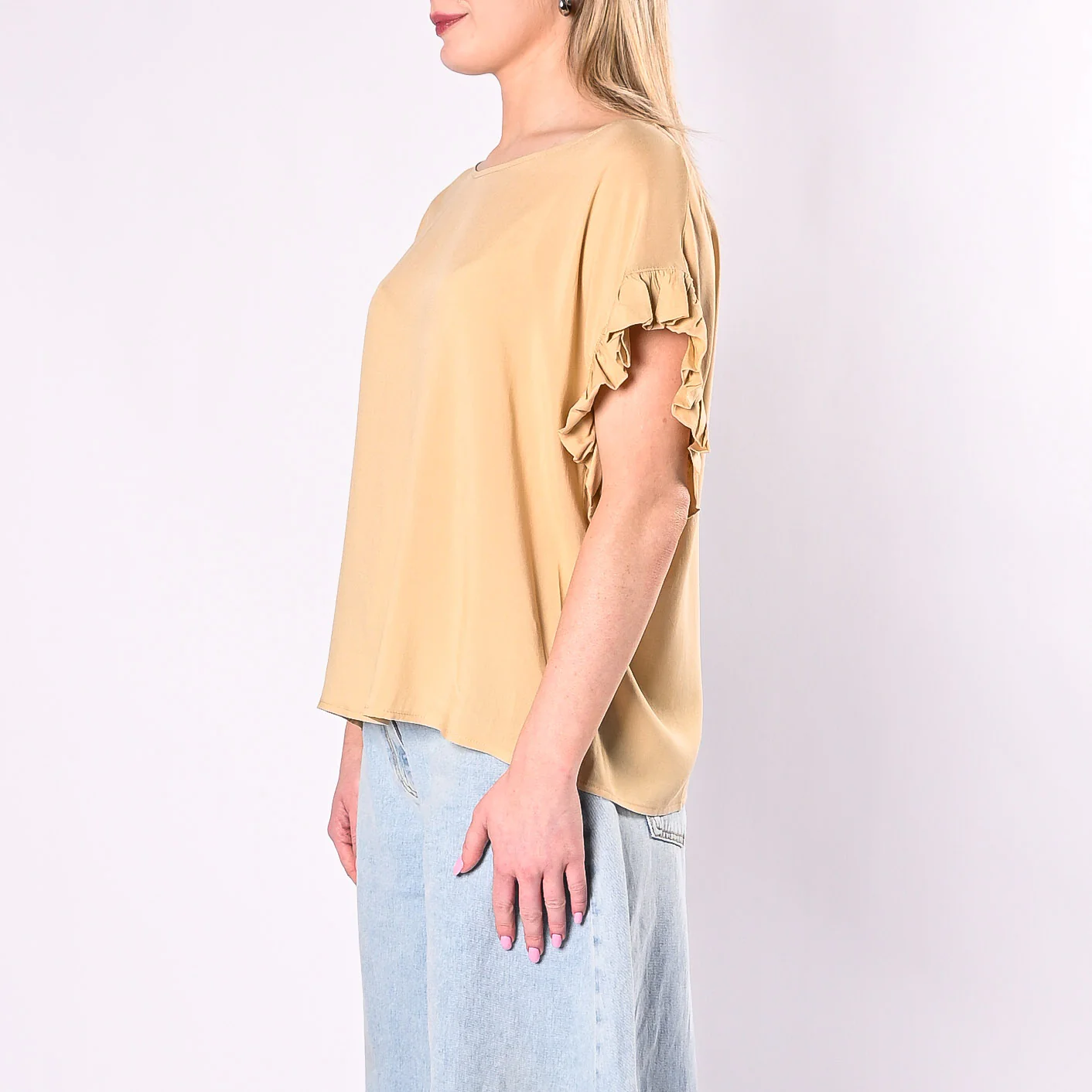 SOUVENIR - BLUSA VISCOSA CON ROUGES ART.S39M1737/S - SABBIA - Image 3
