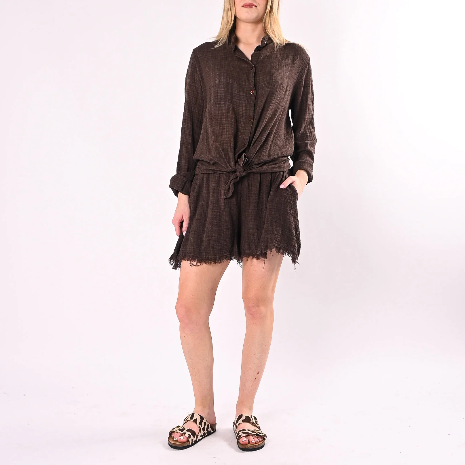 SOUVENIR - CAMICIA GOFFRATA COREANA ART.D39N1905/M - MORO