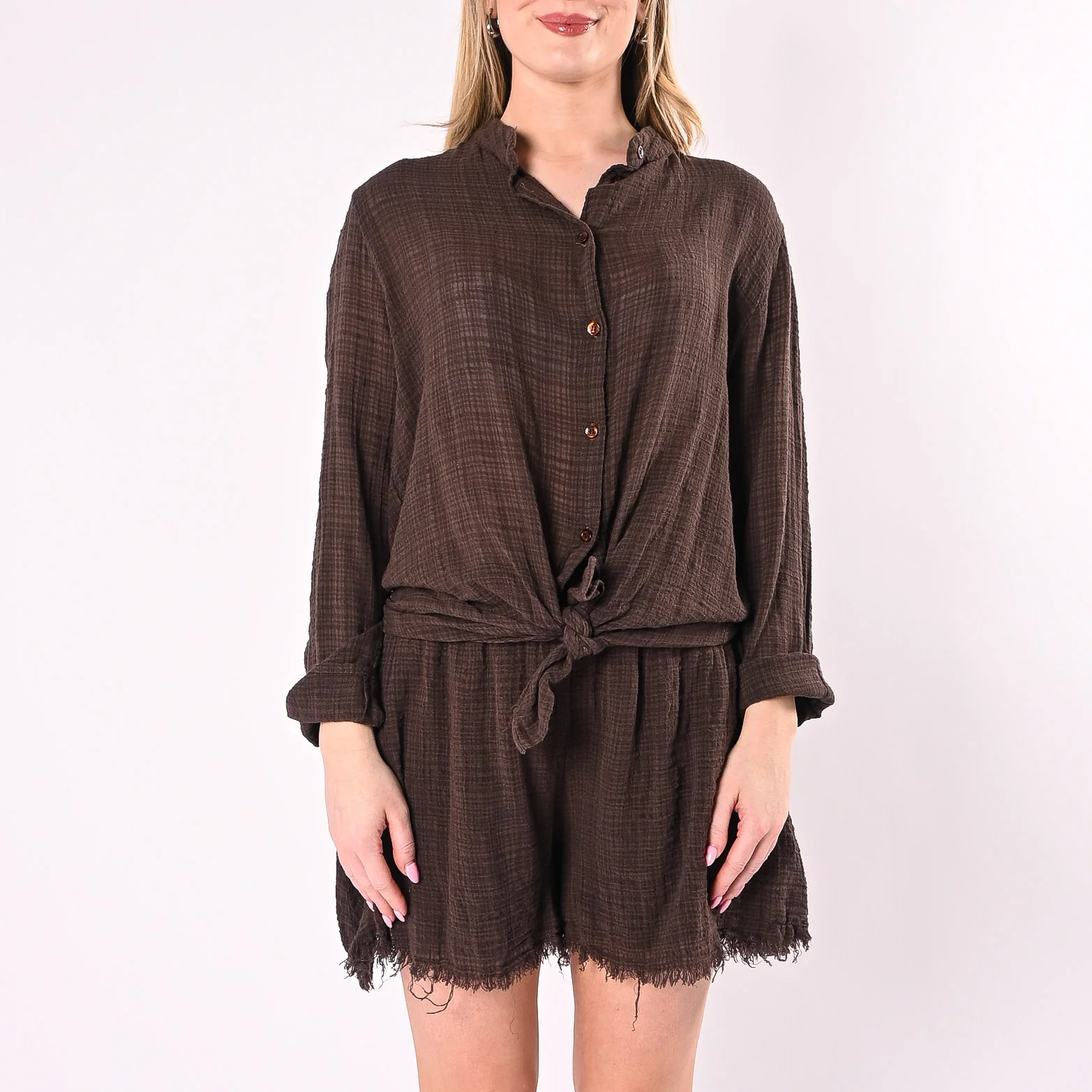 SOUVENIR - CAMICIA GOFFRATA COREANA ART.D39N1905/M - MORO - Image 3