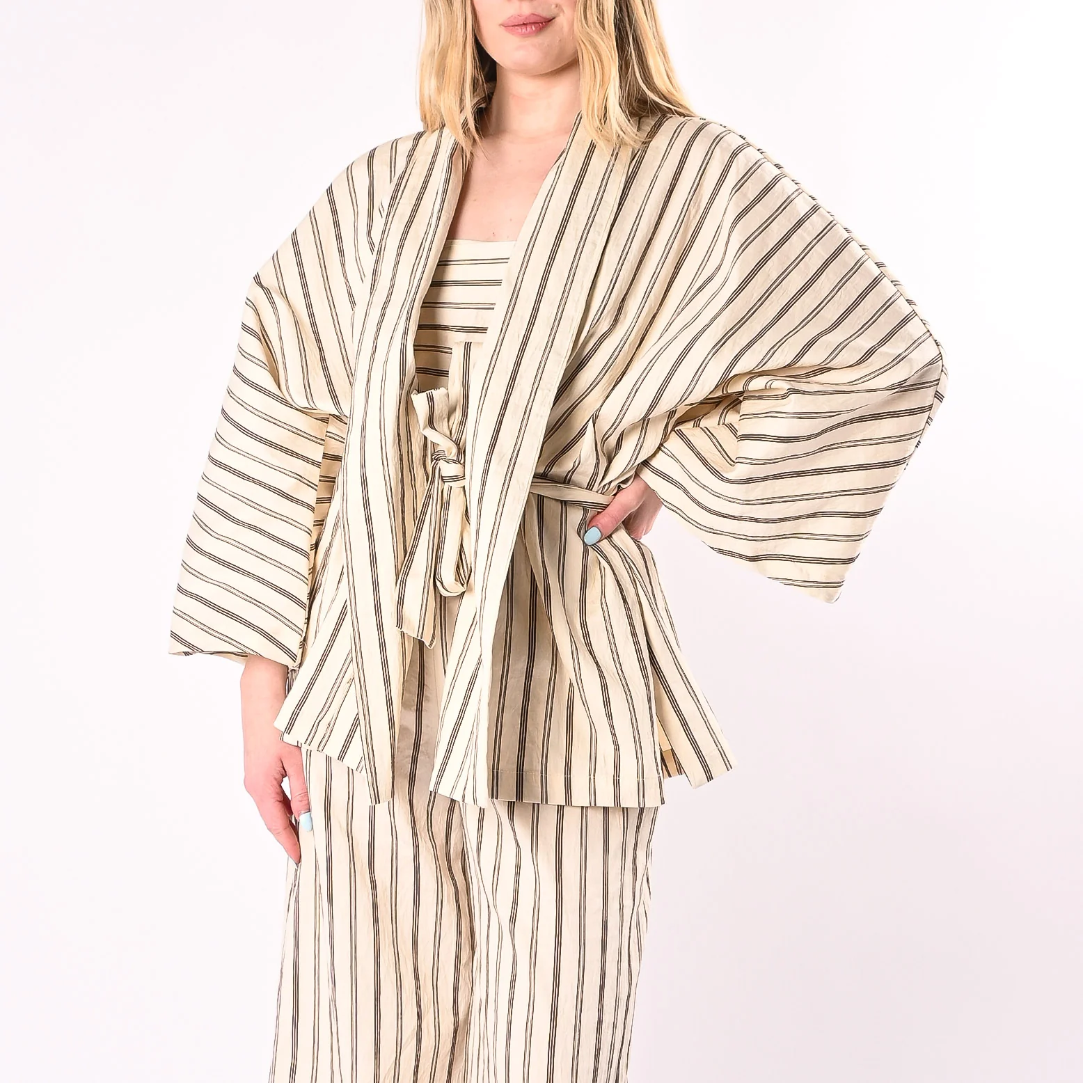 SOUVENIR - KIMONO GESSATO IN COTONE ART.M39F1758/PM - PANNA/MORO - Image 2