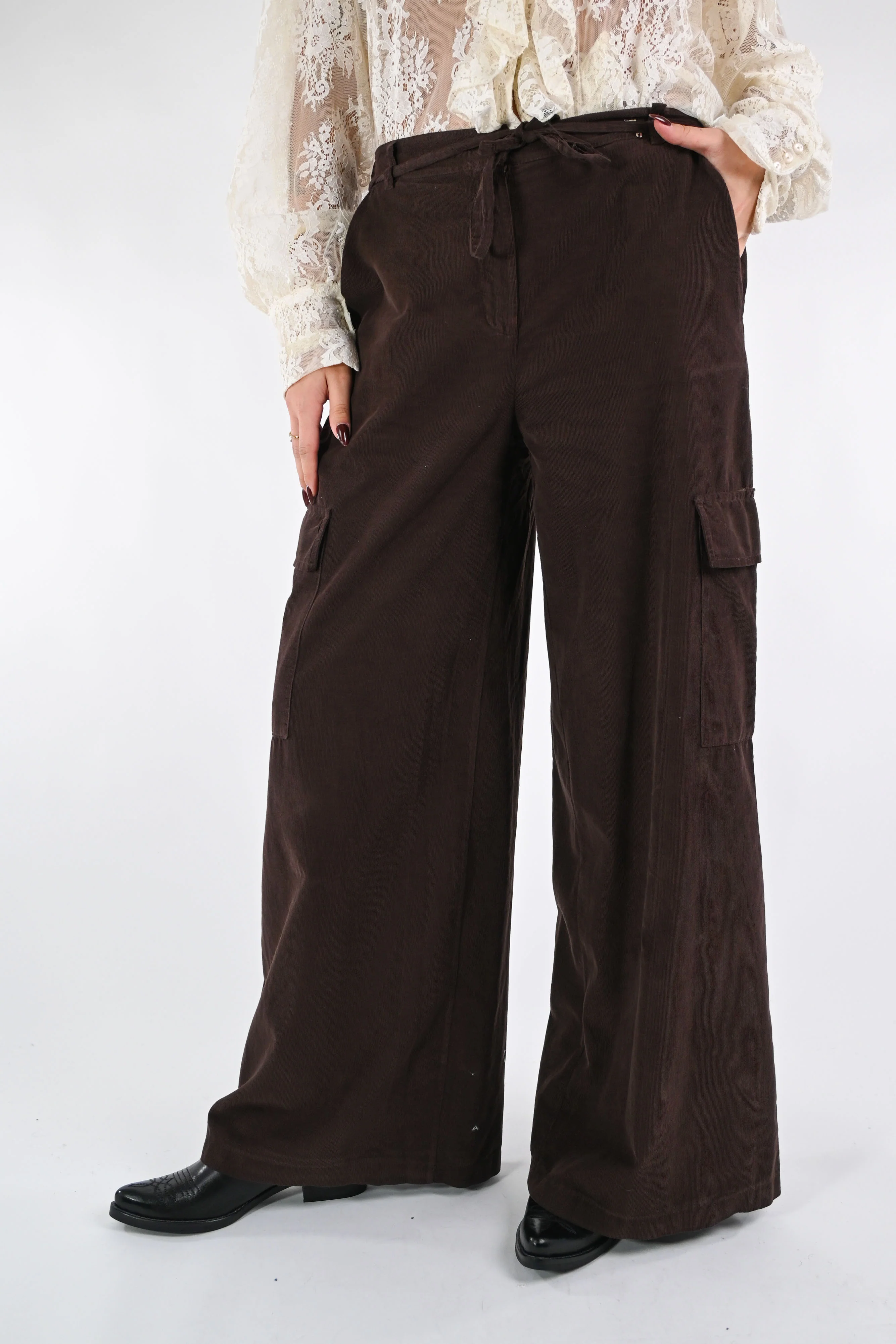 SOUVENIR - PANTALONE CARGO VELLUTO ART.G38P0909 - NUTELLA