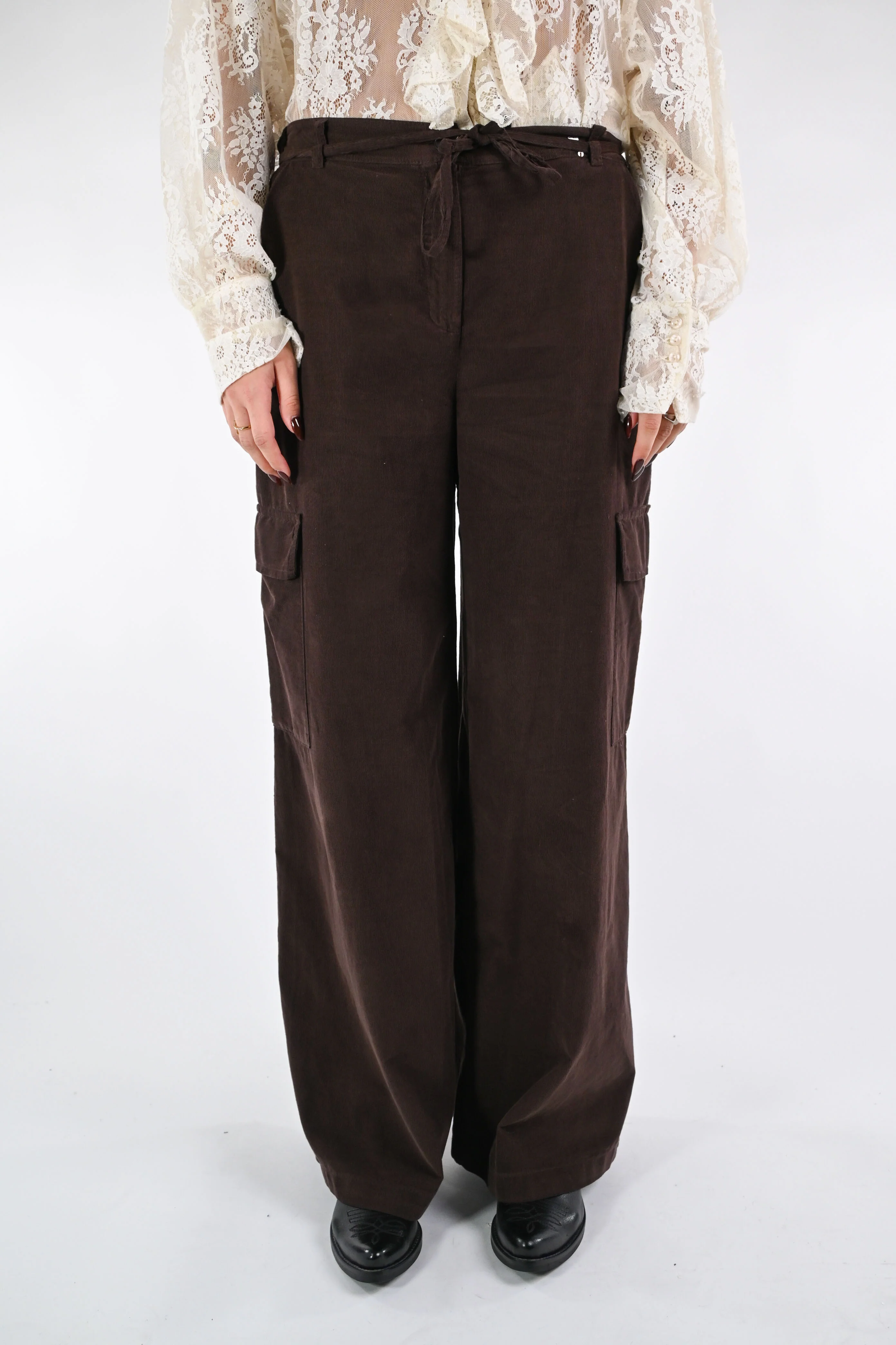 SOUVENIR - PANTALONE CARGO VELLUTO ART.G38P0909 - NUTELLA - Image 2