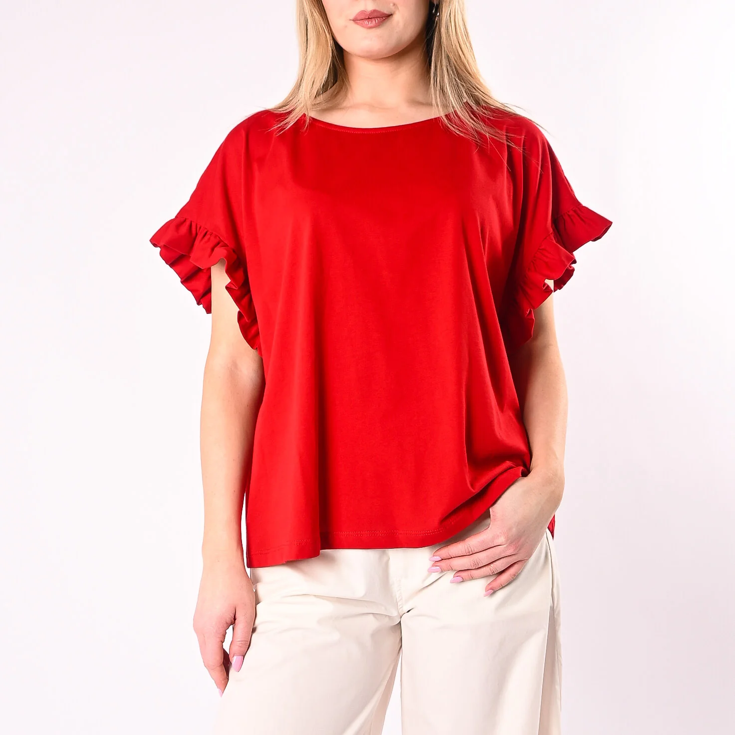 SOUVENIR - T-SHIRT MEZZA MANICA CON ROUGES ART.S39M1819/R - ROSSO