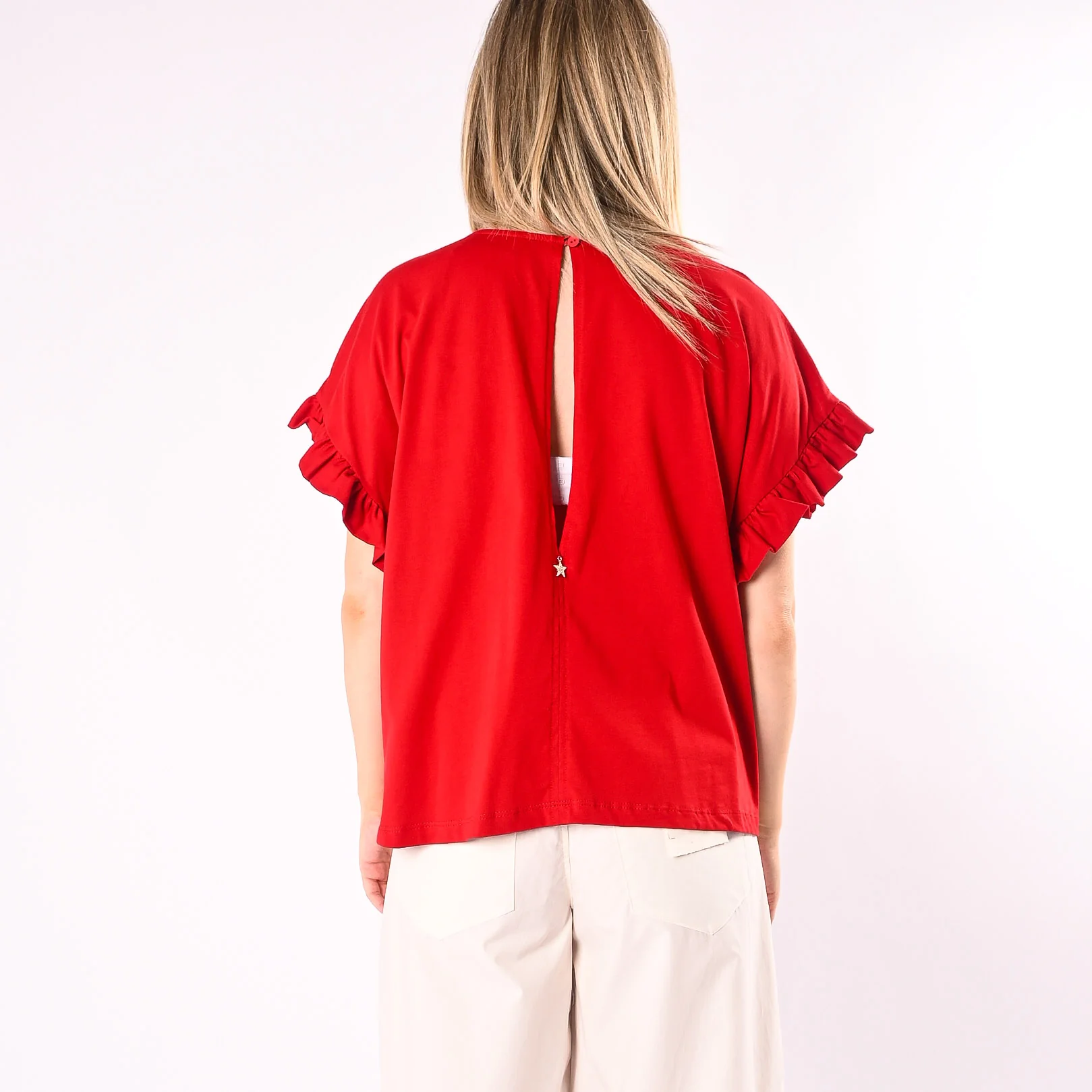 SOUVENIR - T-SHIRT MEZZA MANICA CON ROUGES ART.S39M1819/R - ROSSO - Image 3