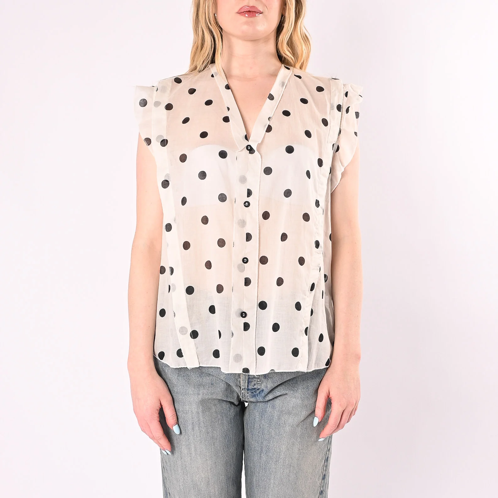 TENSIONE IN - BLUSA A POIS CON ALETTE ART.39414/B - Image 2