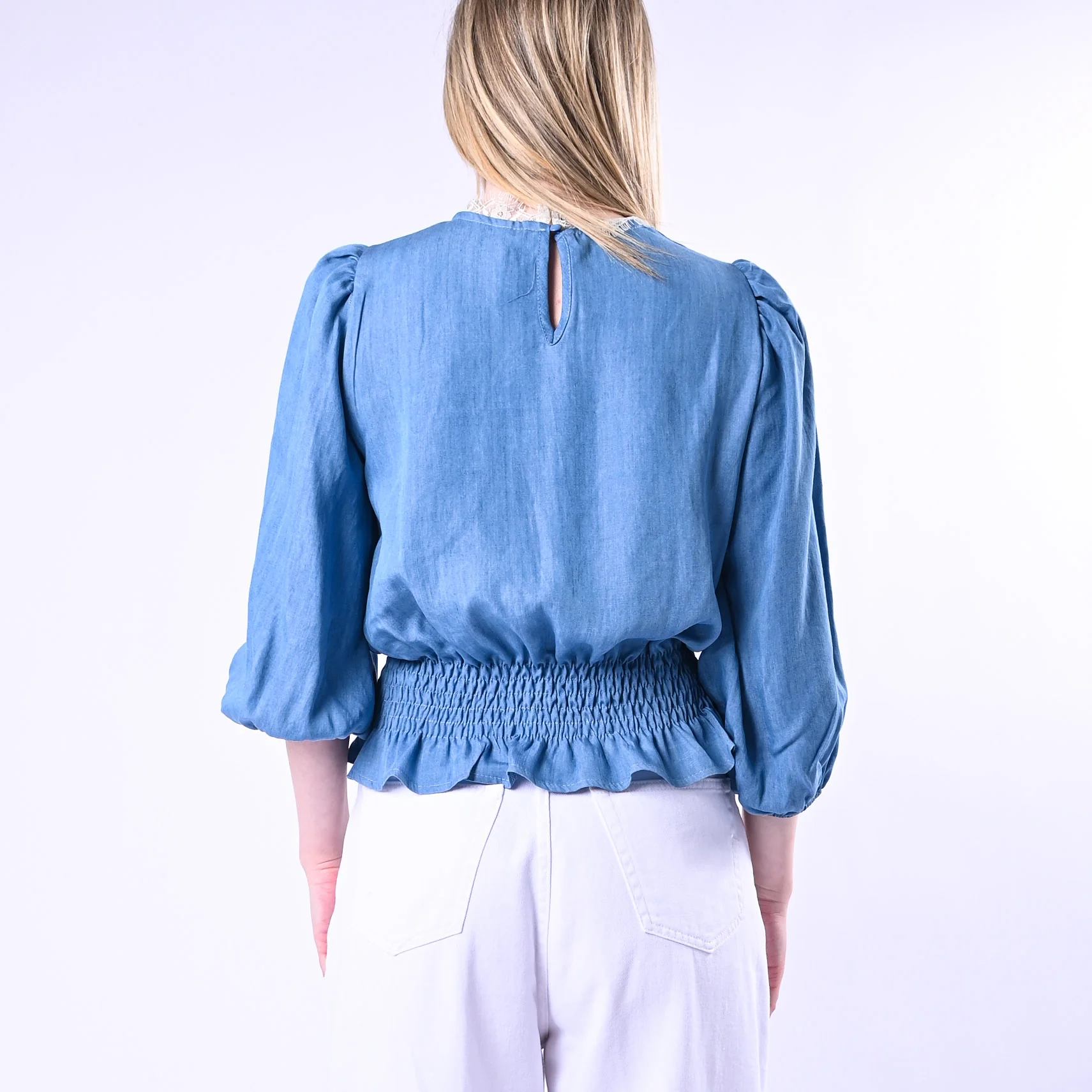 TENSIONE IN  - BLUSA CHAMBRAY ARRICCIATA IN VITA ART.S26CD26/J - JEANS - Image 4