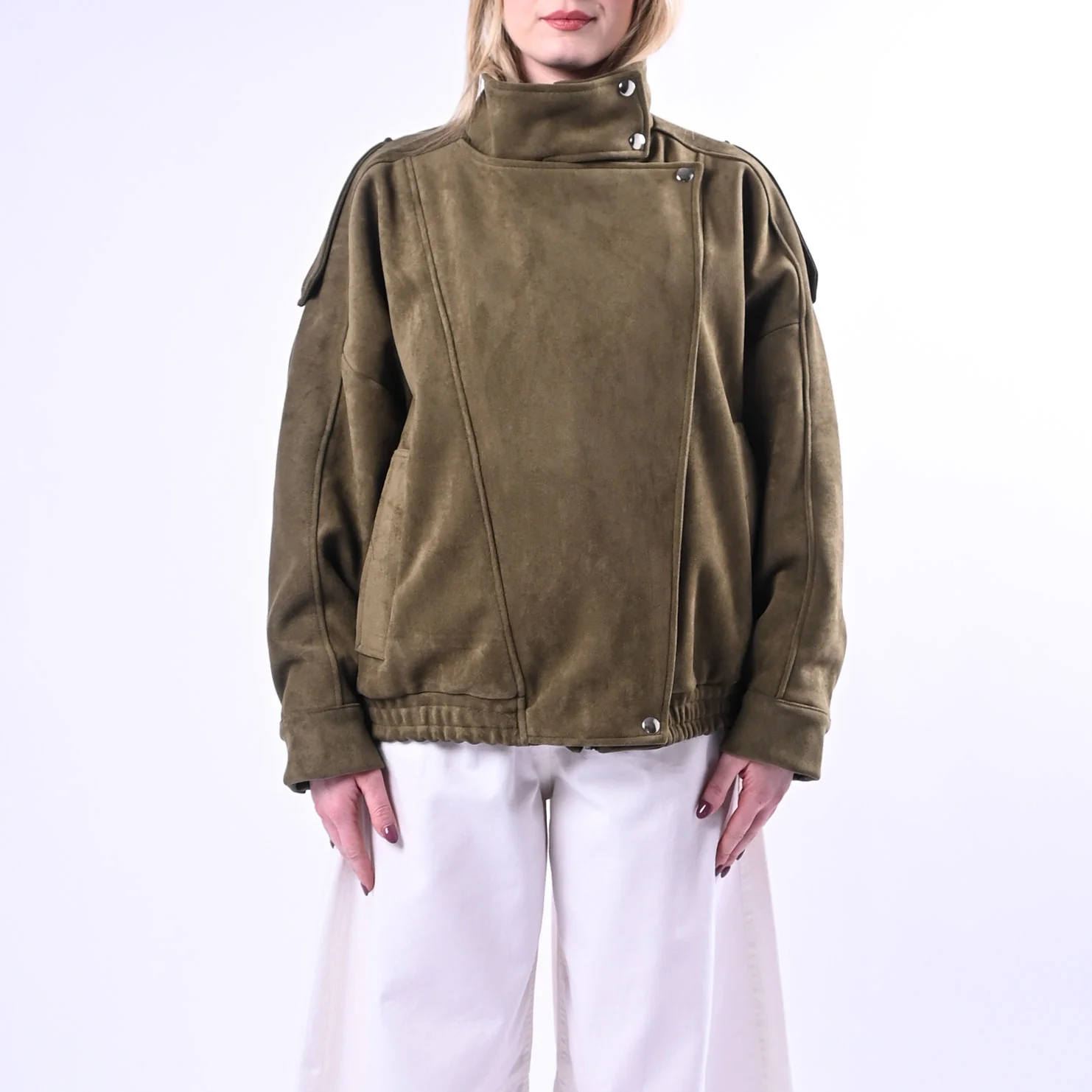 TENSIONE IN - BOMBER COLLO ALTO ECO SUEDE ART.260096 - MILITARE - Image 2