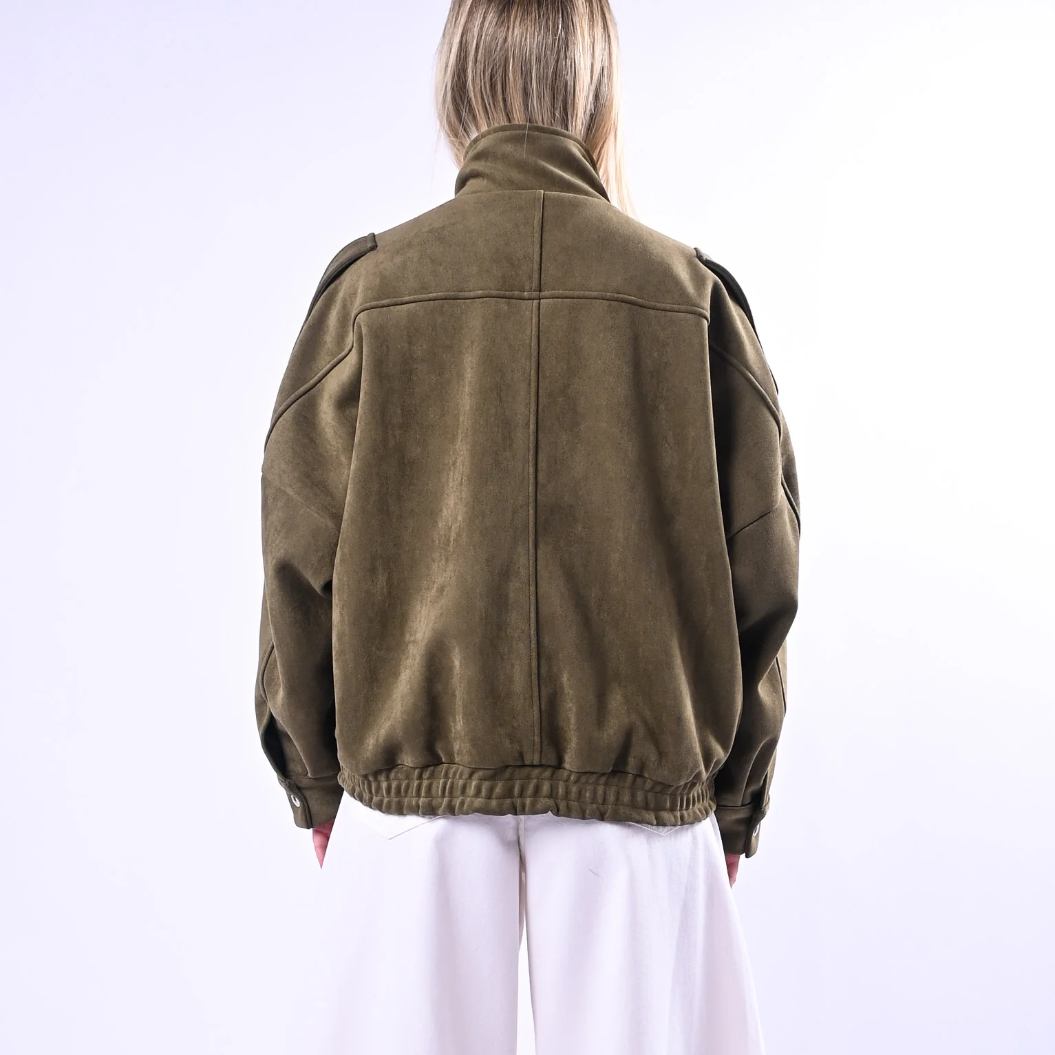TENSIONE IN - BOMBER COLLO ALTO ECO SUEDE ART.260096 - MILITARE - Image 4
