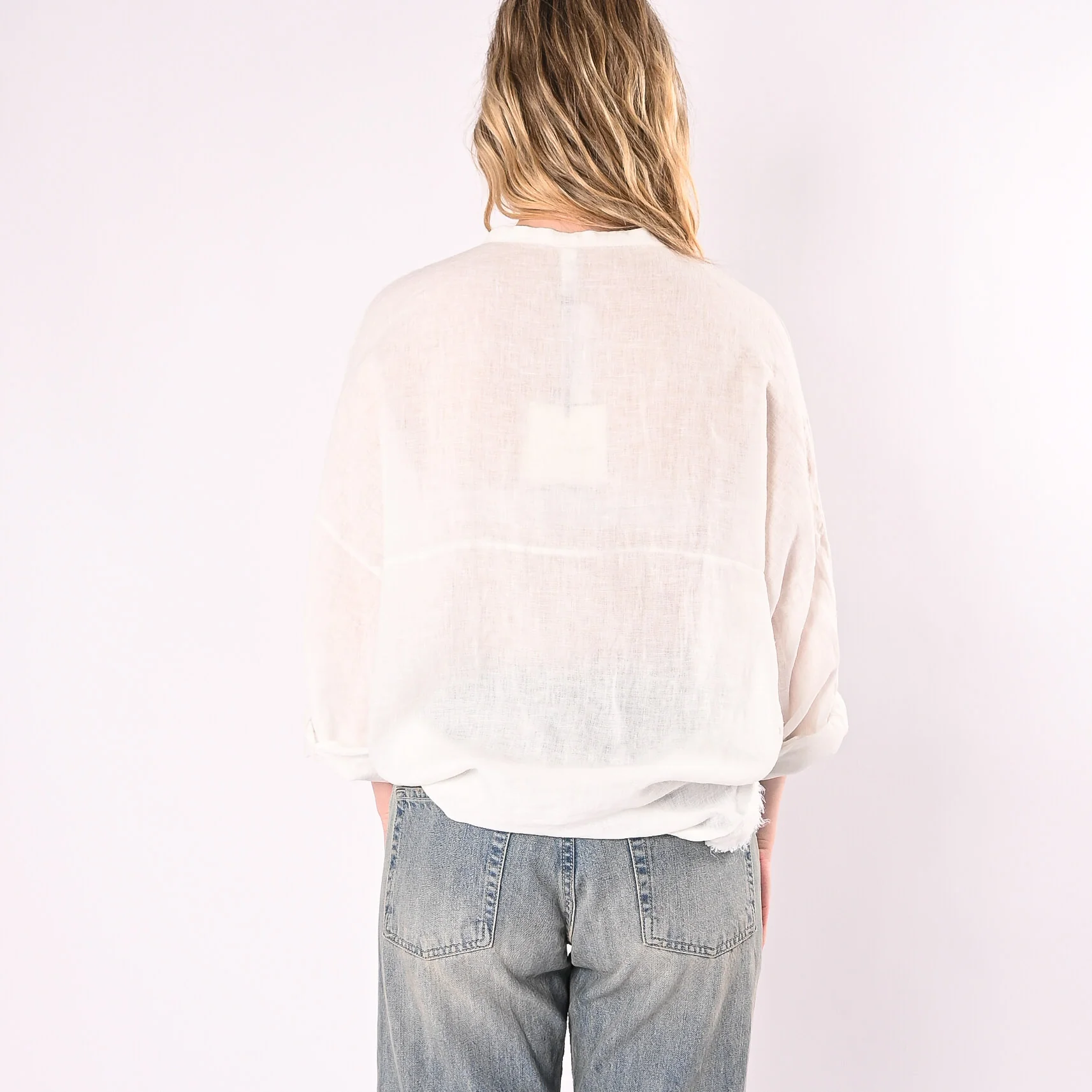 TENSIONE IN - CAMICIA IN LINO COLLO COREANA ART.S26CF67/P - PANNA - Image 4