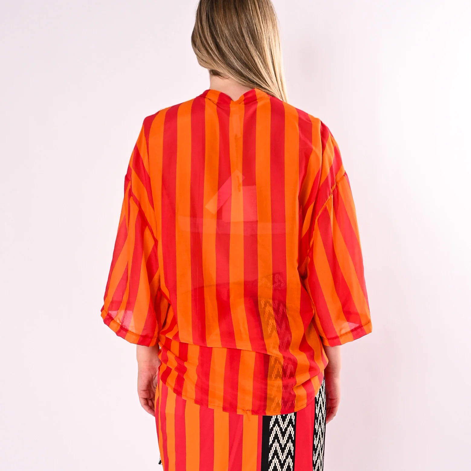 TENSIONE IN - CAMICIA RIGA MISTO SETA ART.40021/CA - CORALLO/ARANCIO - Image 3