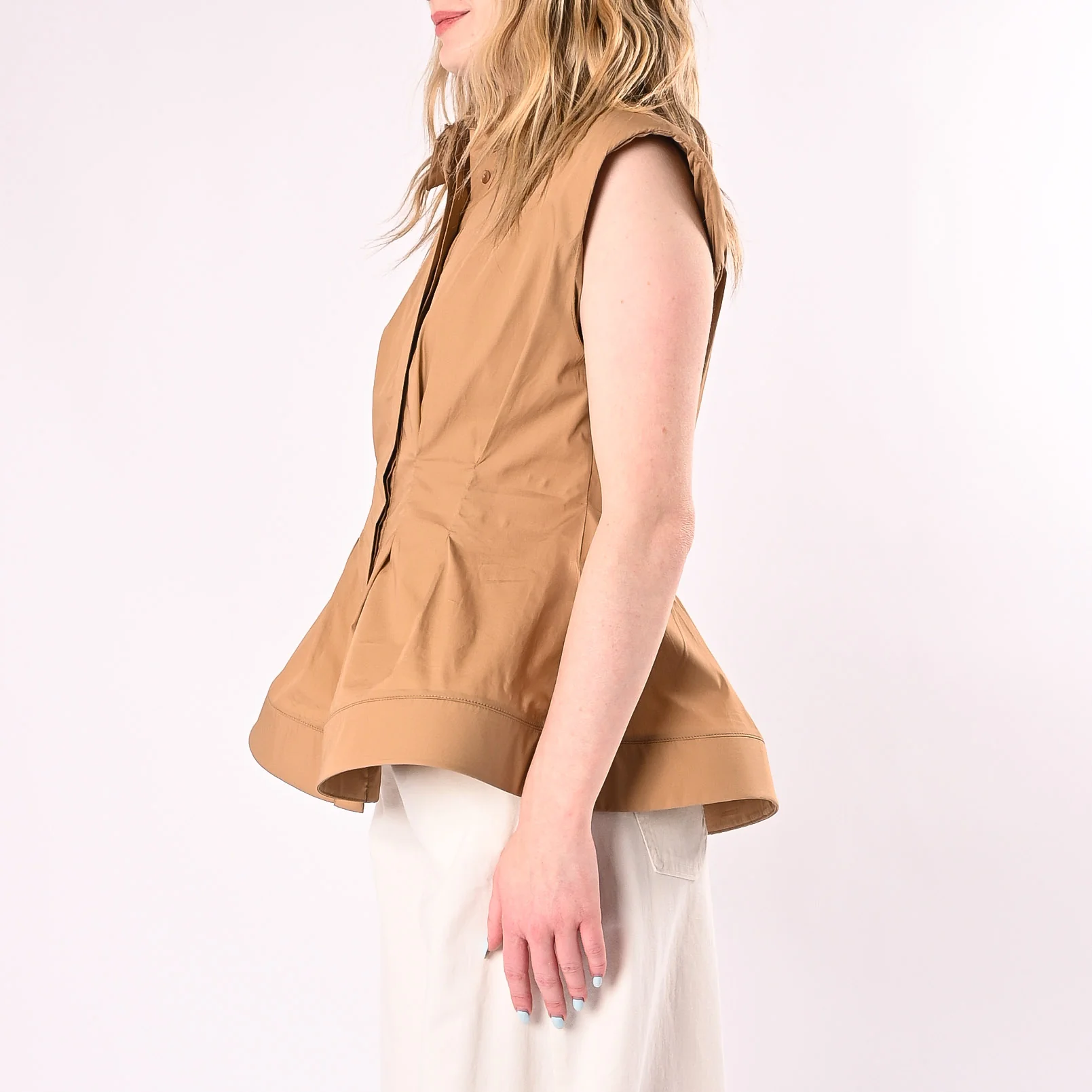 TENSIONE IN - CAMICIA SMANICATA SVASATA IN POPELINE ART.26C5093/C - COGNAC - Image 3