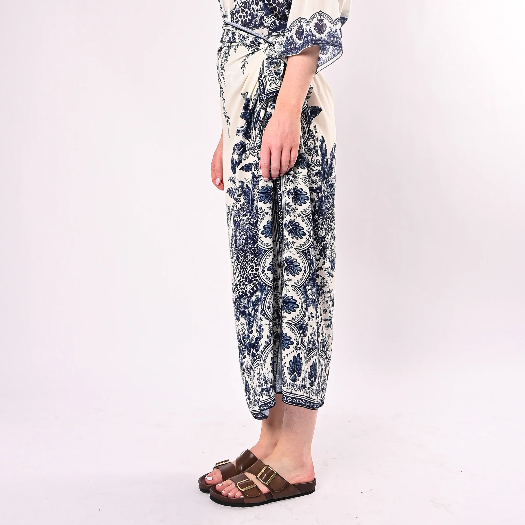TENSIONE IN - GONNA LUNGA FOULARD STAMPA GIAGUARO ART.260492/BB - BIANCI/BLU - Image 3
