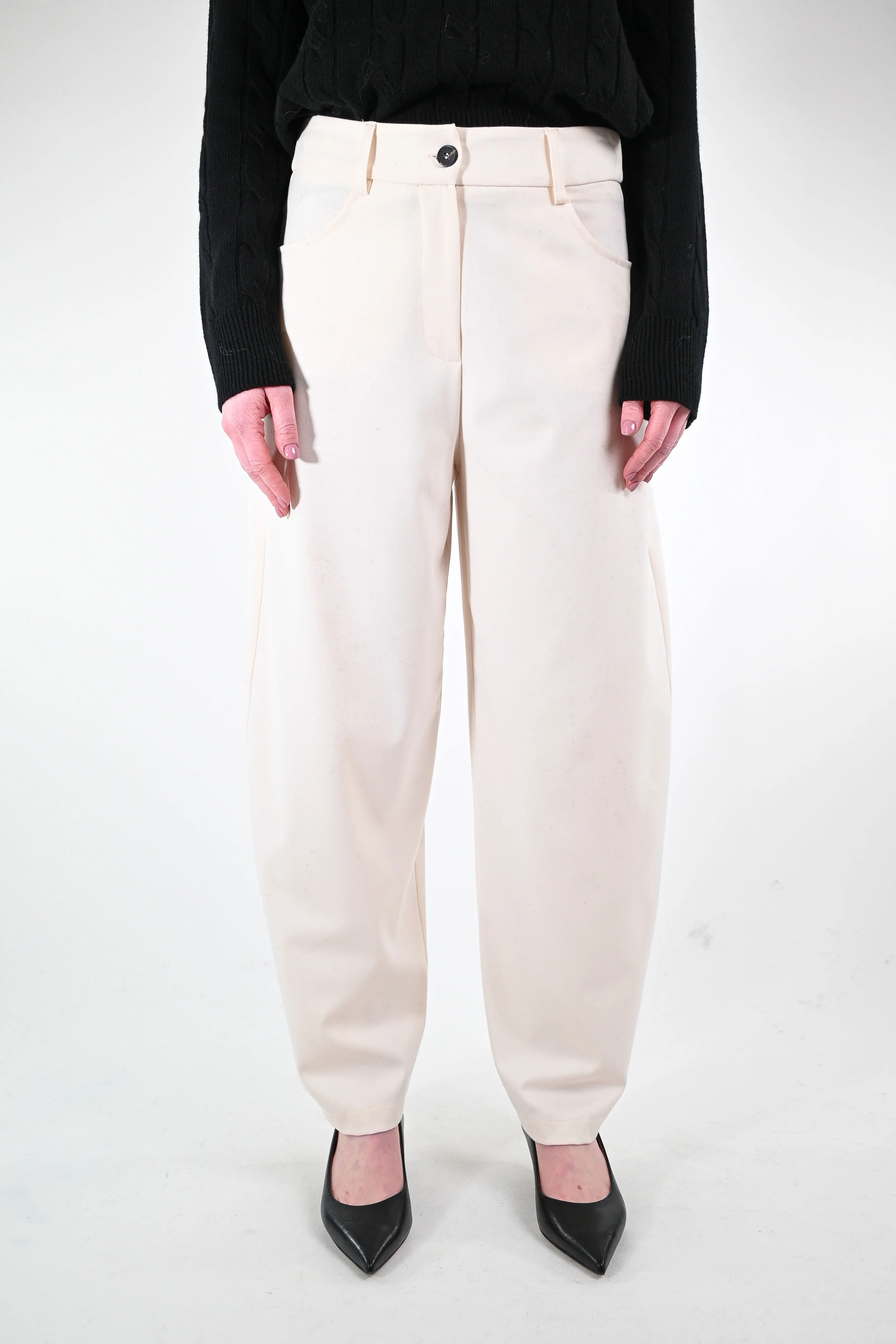 TENSIONE IN - PANTALONE BALLOON FLANELLA ART.26P1743 - PANNA - Image 2