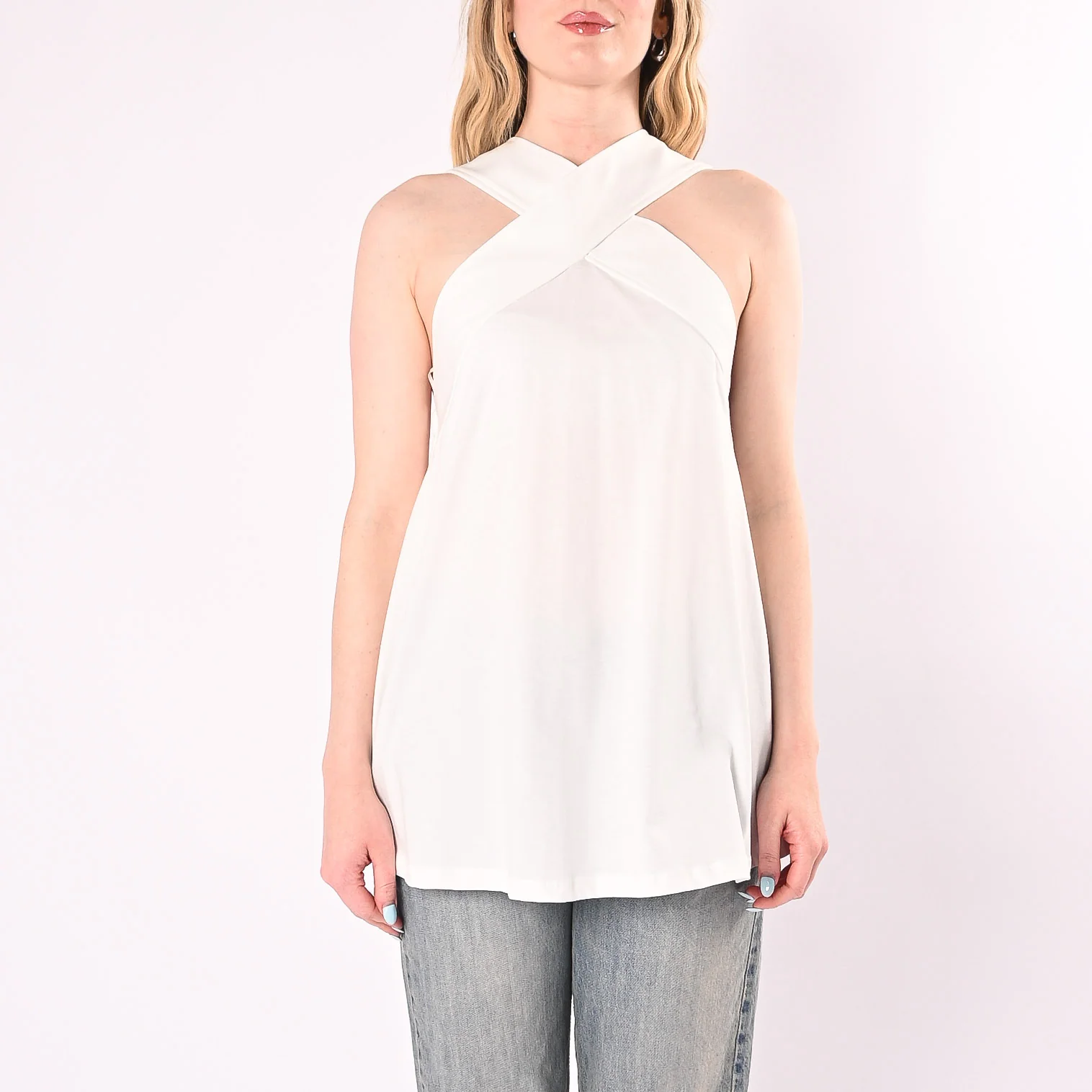 TENSIONE IN - TOP INCROCIATO IN JERSEY ART.39448/B - BIANCO - Image 2
