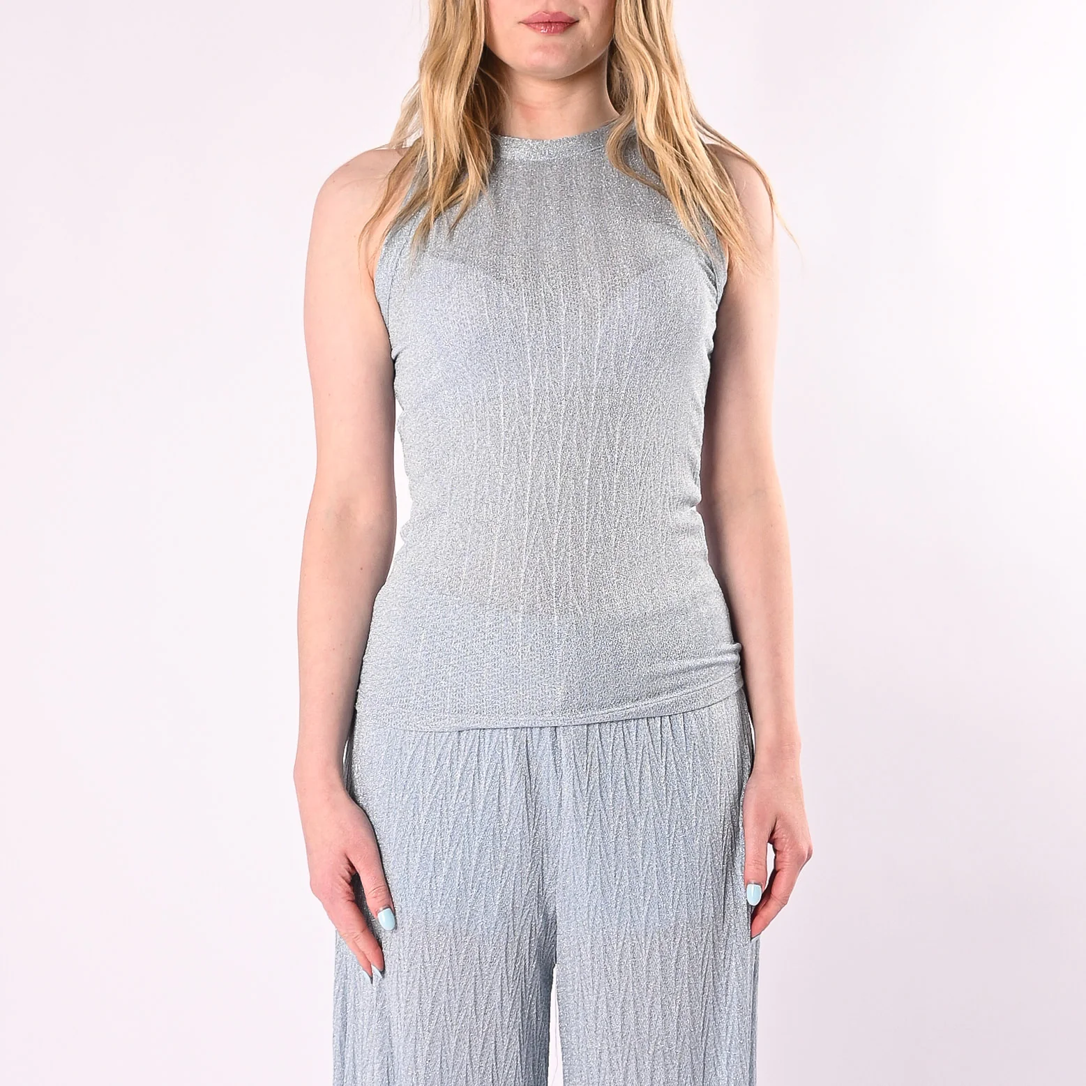 VICOLO - CANOTTA LUREX PIEGA MISSONI ART. UAB0393/C - CELESTE - Image 3