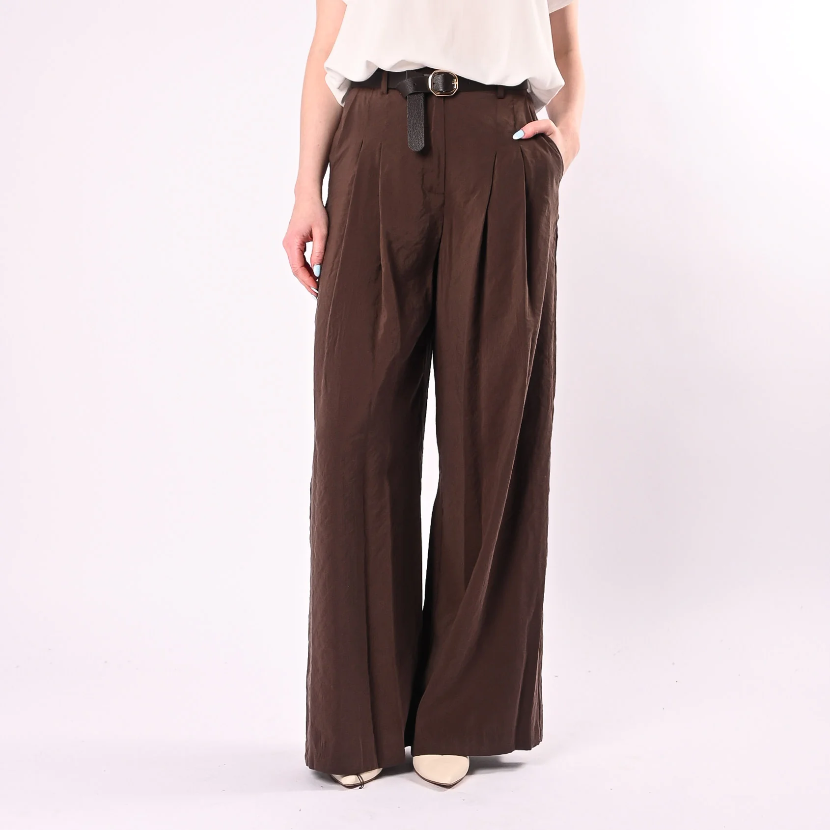 VICOLO - PANTALONE PALAZZO IN CUPRO ART.TAB2072/M - MORO