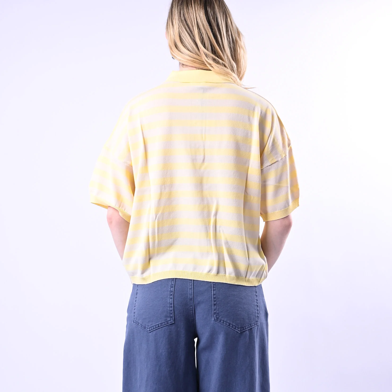 VICOLO - POLO IN MAGLIA A RIGHE  ART.2AB2066 - GIALLO/BEIGE - Image 4