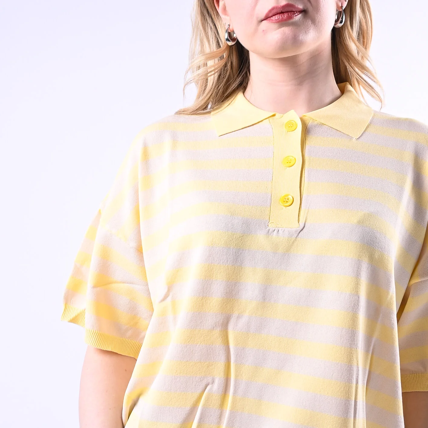 VICOLO - POLO IN MAGLIA A RIGHE  ART.2AB2066 - GIALLO/BEIGE - Image 5