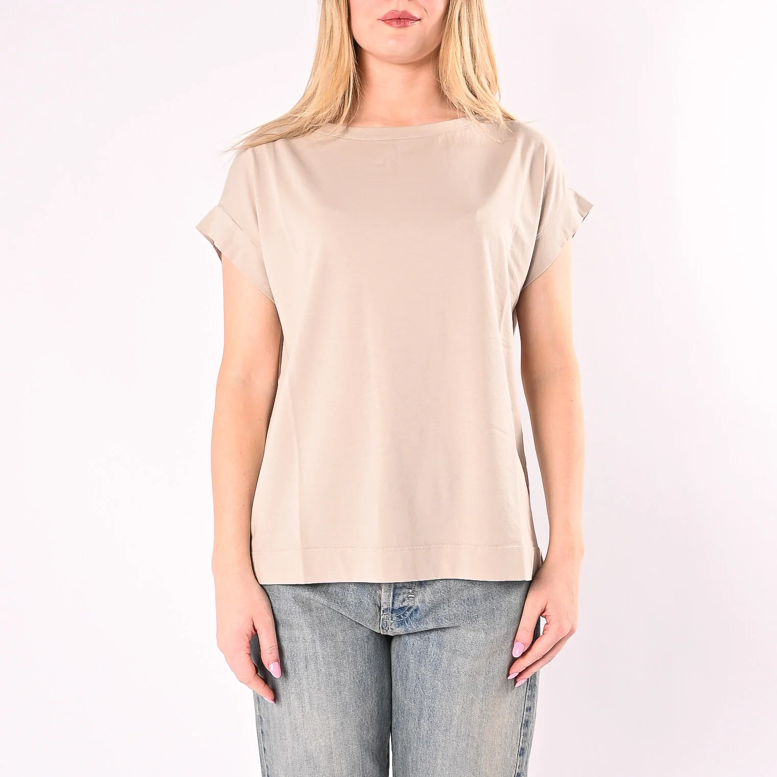 VICOLO - T-SHIRT A SCATOLA SCOLLO BARCHETTA ART. UAB0296/S - SASSO - Image 2