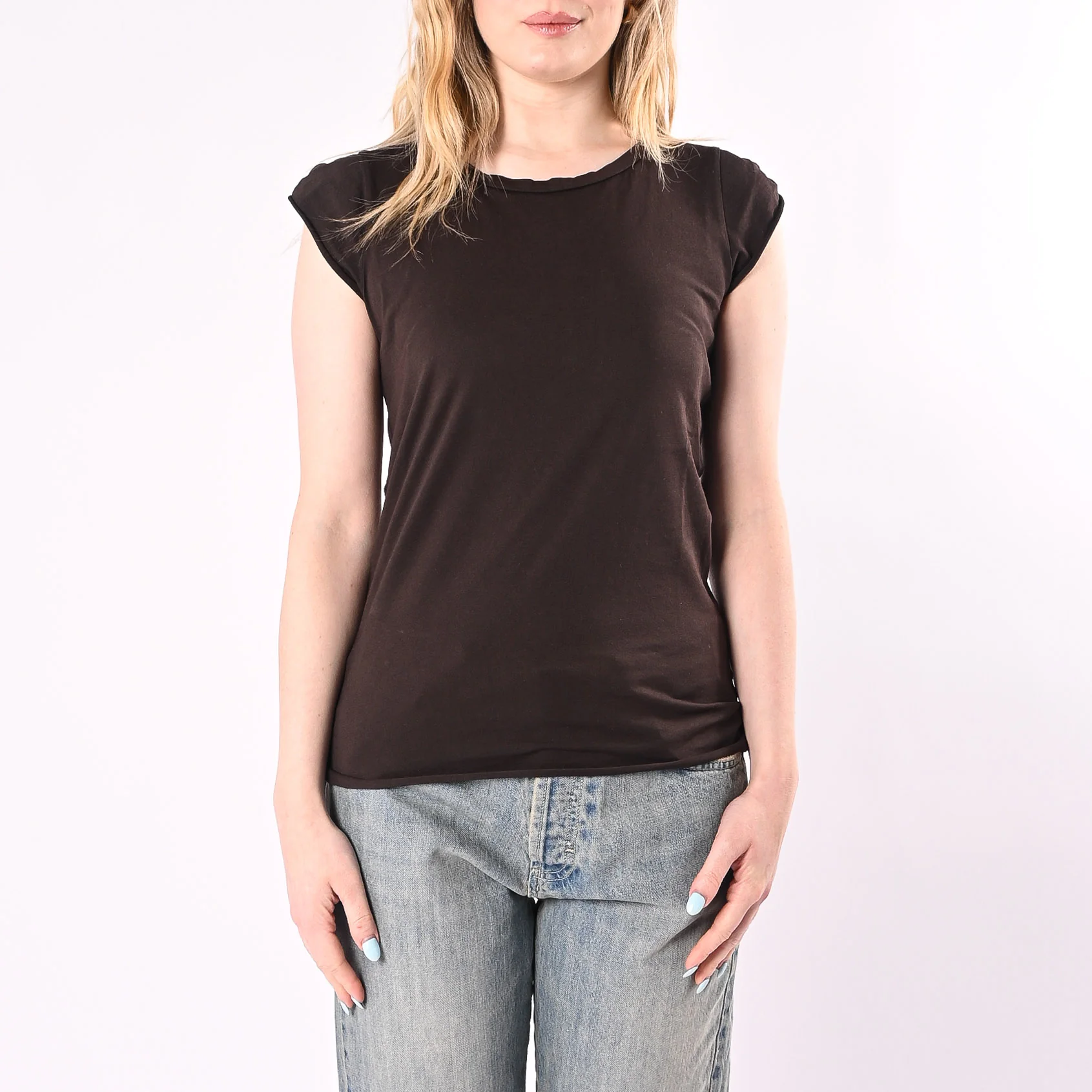 VICOLO - T-SHIRT GIROCOLLO MANICA ALETTA ART. UAB0323/M - MORO - Image 2