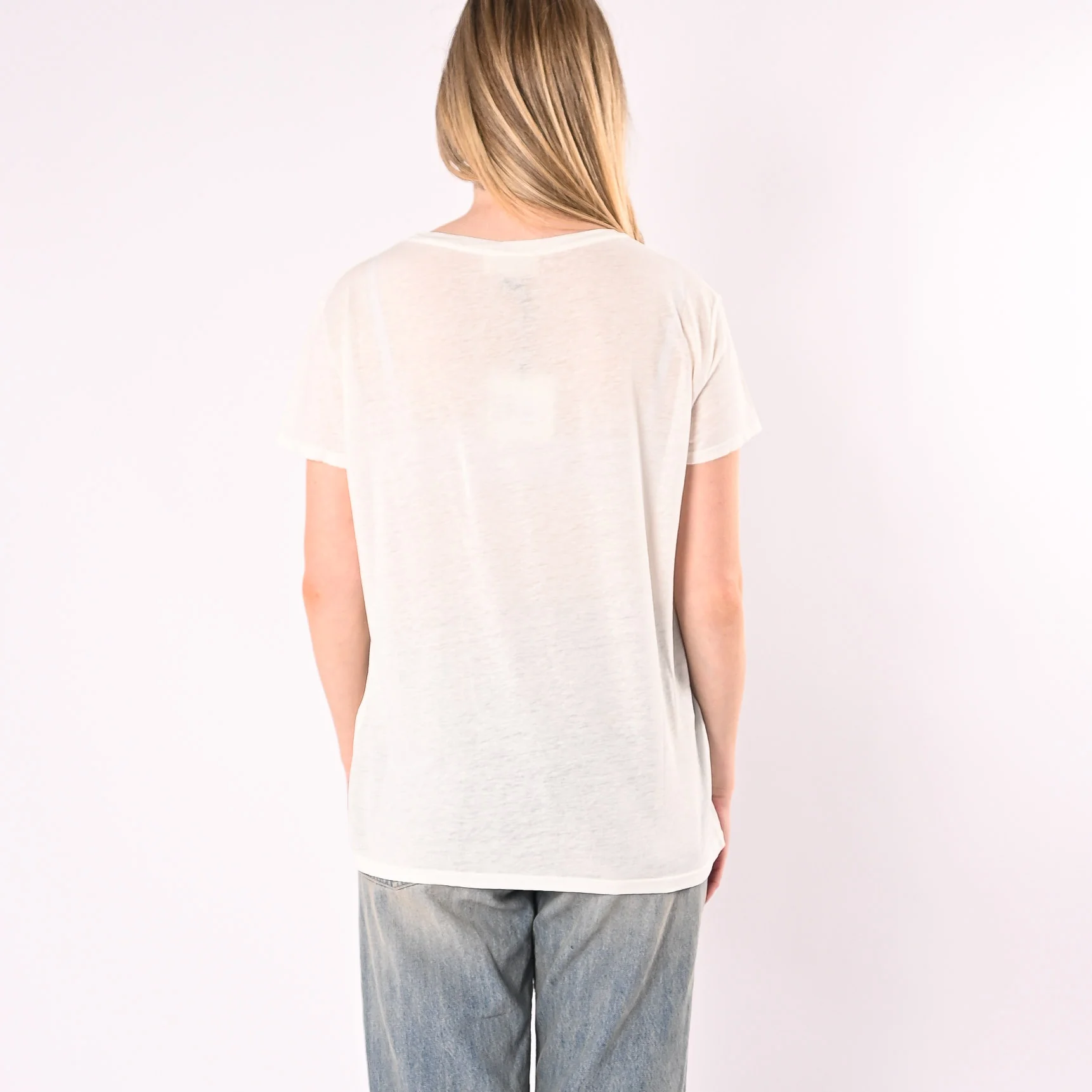 VICOLO - T-SHIRT GIROCOLLO MISTO LINO MANICA CORTA ART. UAB0460/NA - NATURALE - Image 4