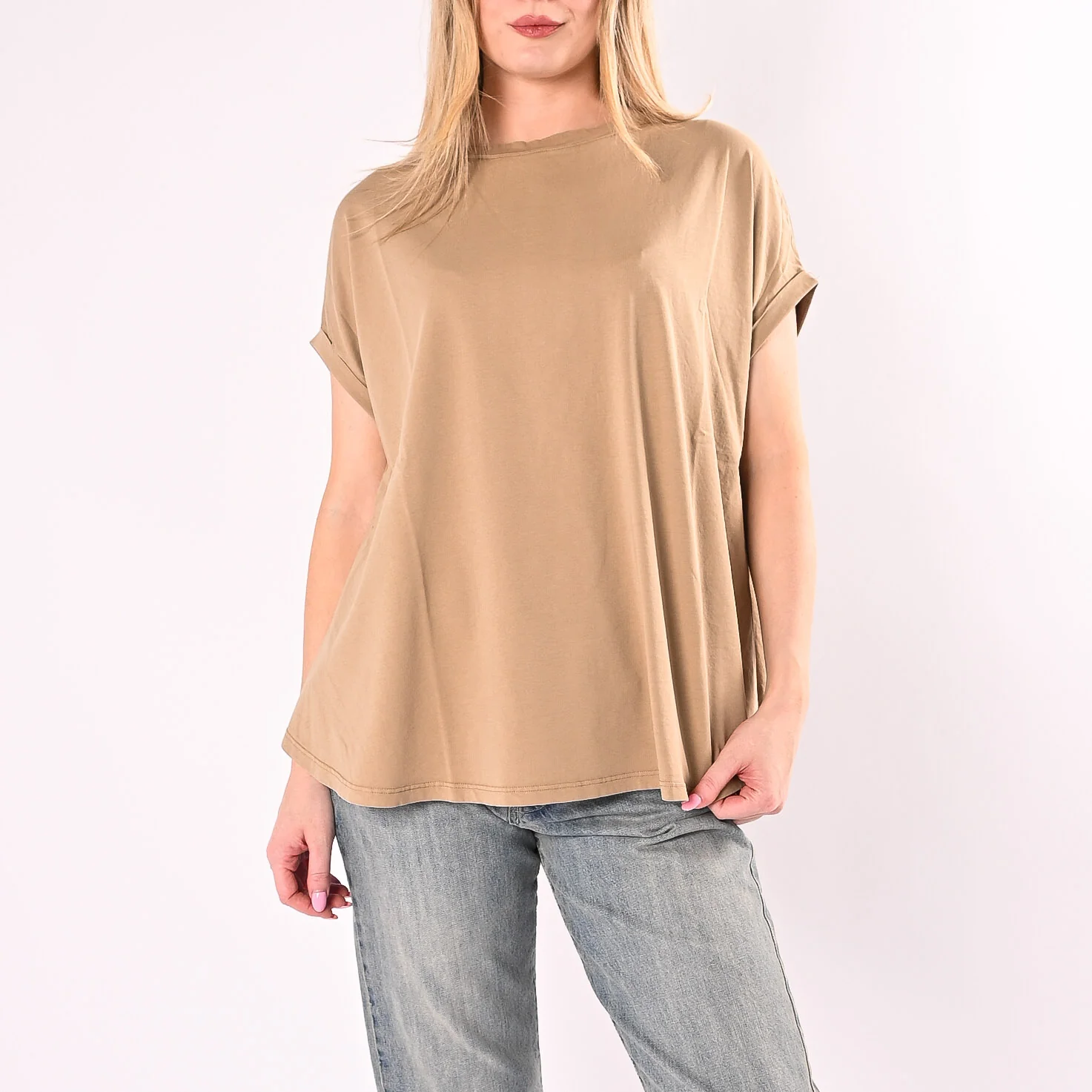 VICOLO - T-SHIRT OVER FONDO SVASATO ART. UAB0390/K - KAKI