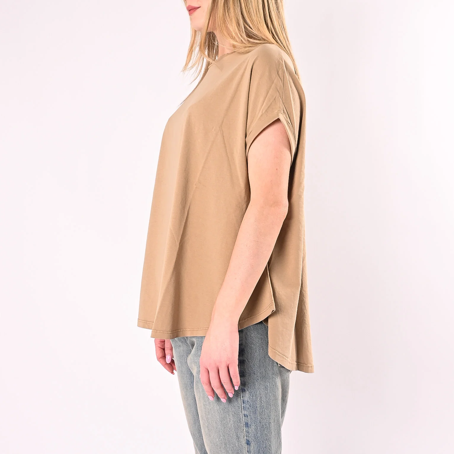 VICOLO - T-SHIRT OVER FONDO SVASATO ART. UAB0390/K - KAKI - Image 3