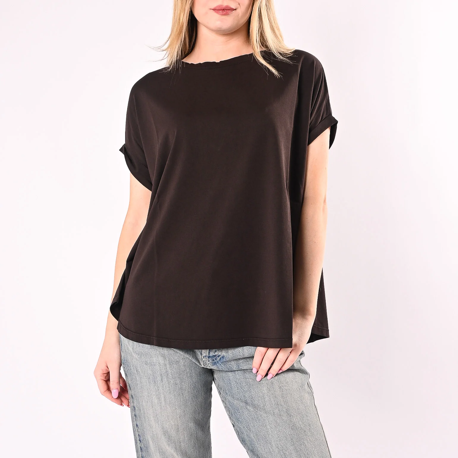 VICOLO - T-SHIRT OVER FONDO SVASATO ART. UAB0390/M - MORO