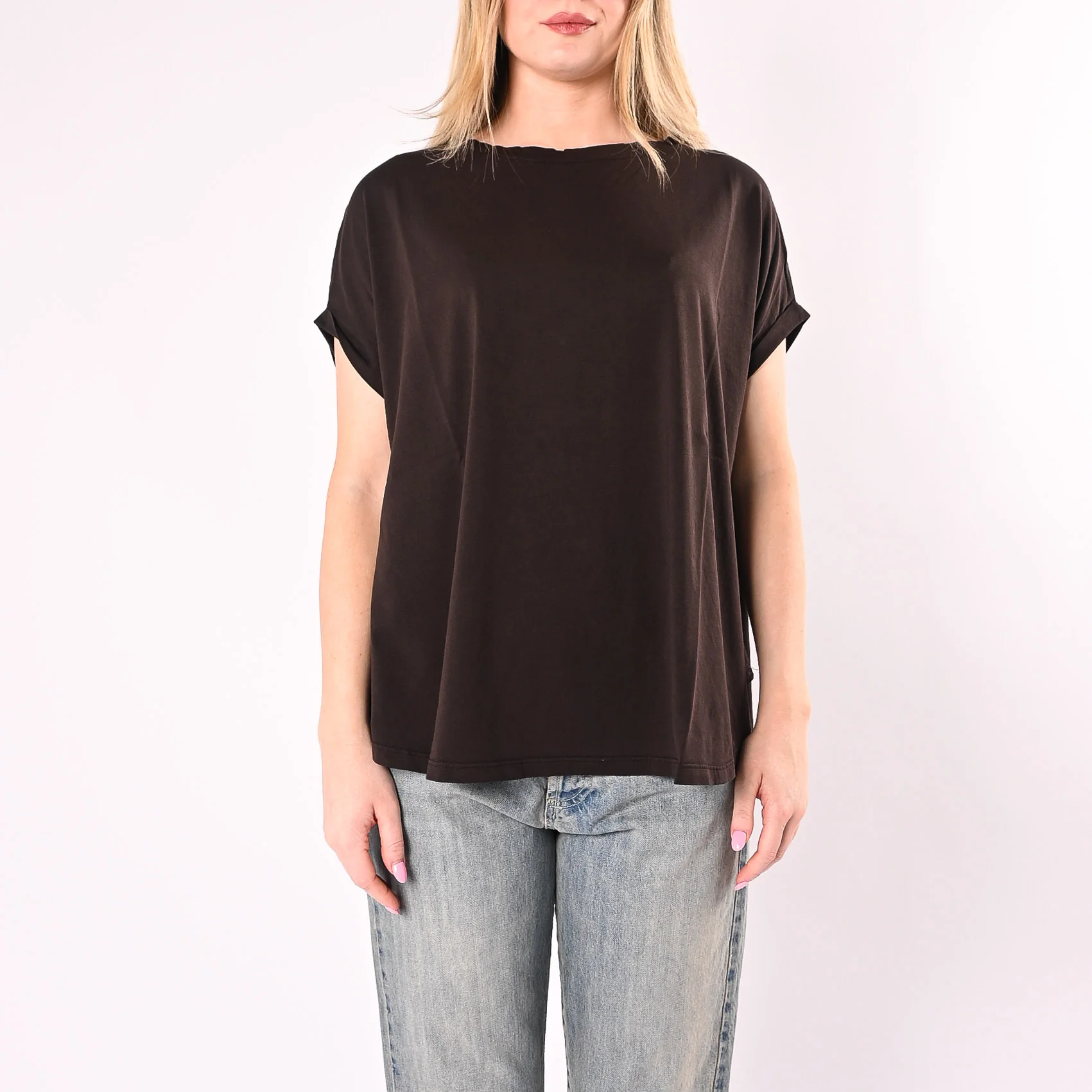 VICOLO - T-SHIRT OVER FONDO SVASATO ART. UAB0390/M - MORO - Image 2