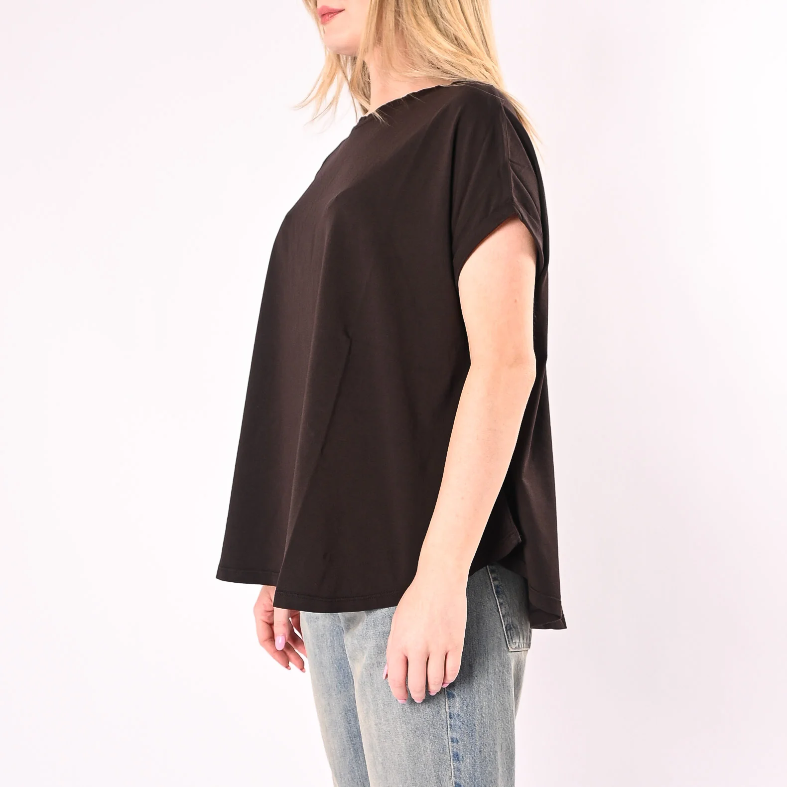 VICOLO - T-SHIRT OVER FONDO SVASATO ART. UAB0390/M - MORO - Image 3