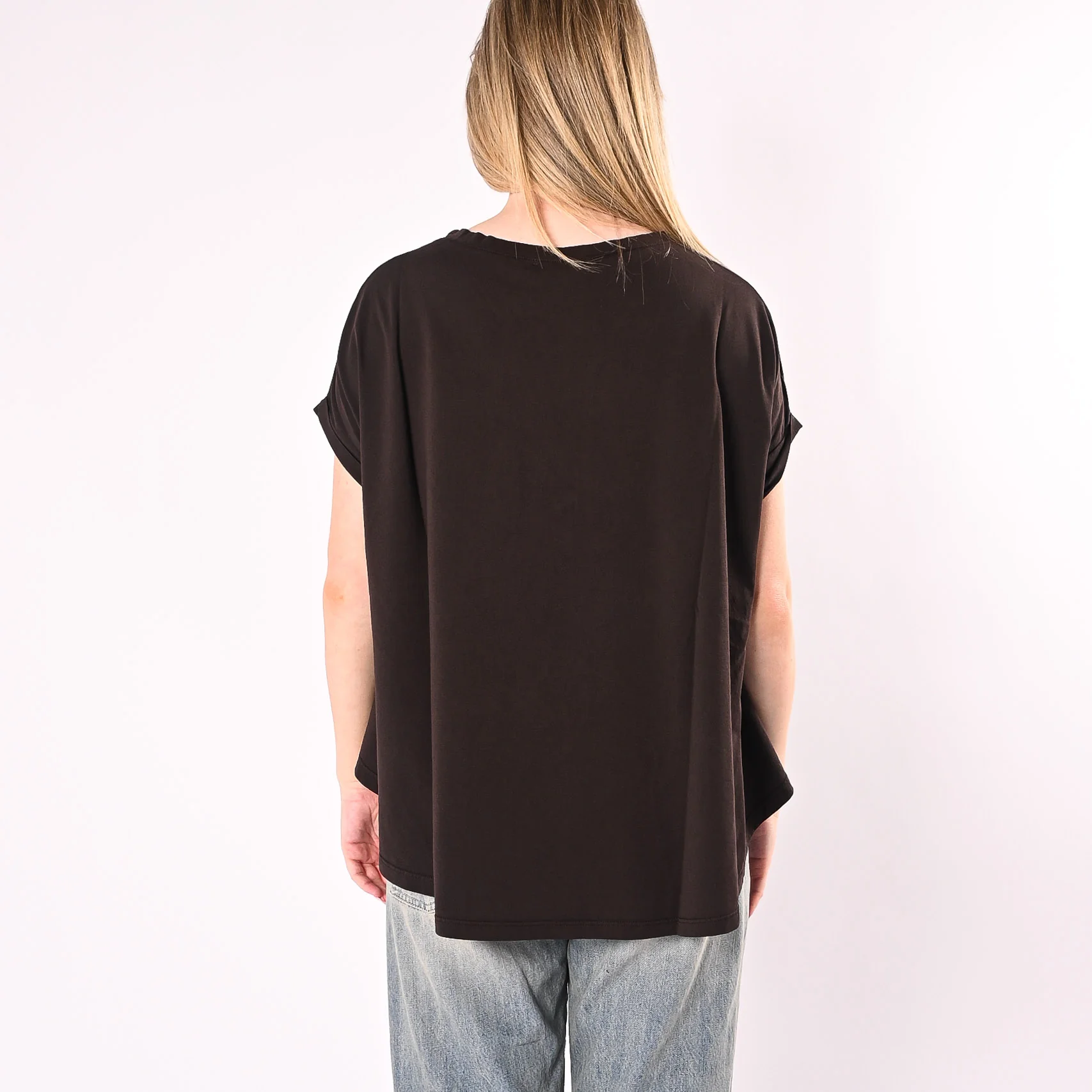 VICOLO - T-SHIRT OVER FONDO SVASATO ART. UAB0390/M - MORO - Image 4