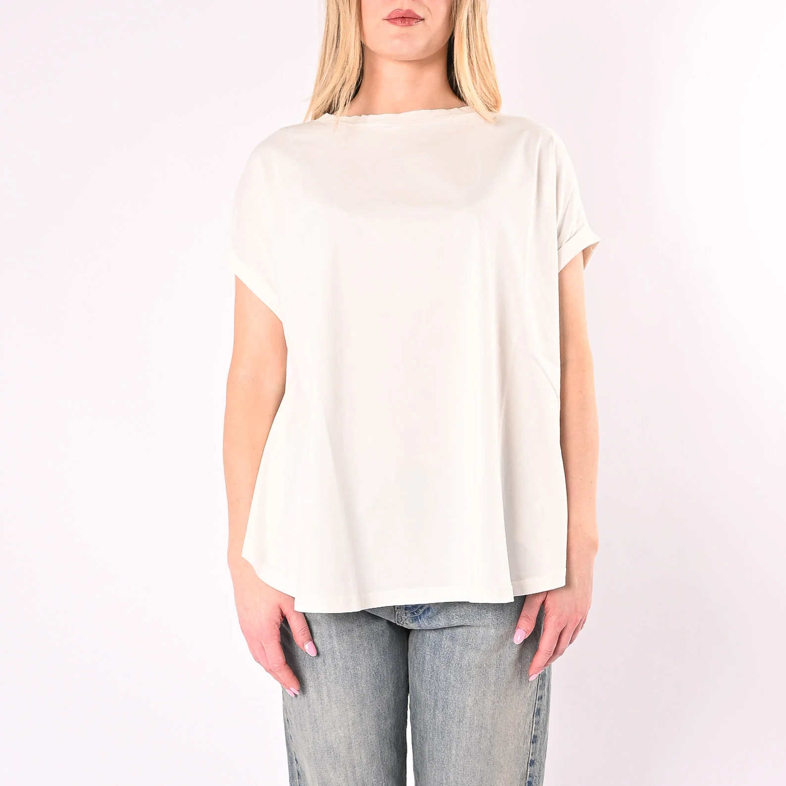 VICOLO - T-SHIRT OVER FONDO SVASATO ART. UAB0390/N - NATURALE - Image 2