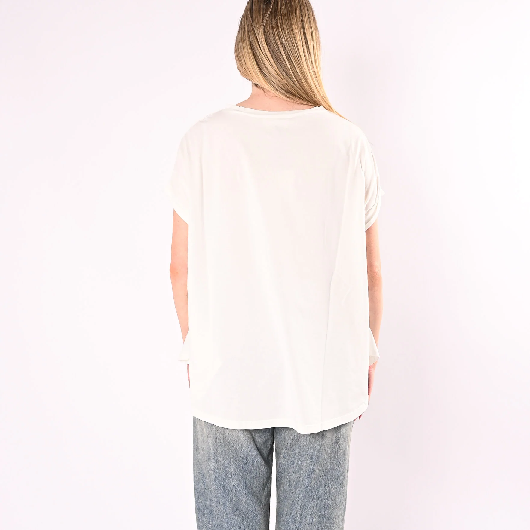 VICOLO - T-SHIRT OVER FONDO SVASATO ART. UAB0390/N - NATURALE - Image 4