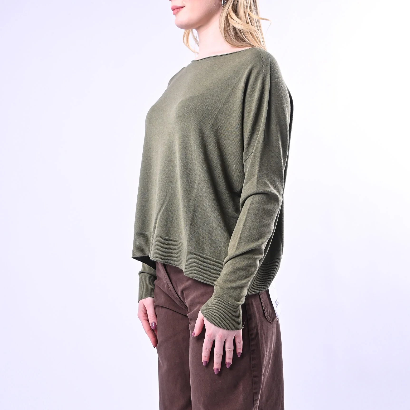 VICOOLO - MAGLIA BARCHETTA OVER IN VISCOSA ART.2AB2041 - VERDE - Image 2