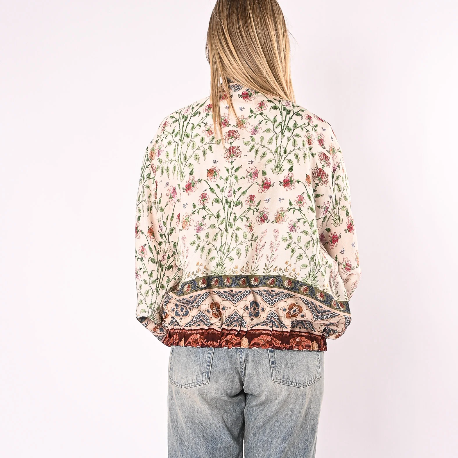 WU'SIDE - KIMONO/BOMBER FANTASIA FLOREALE ART.26566/B - BURRO - Image 4