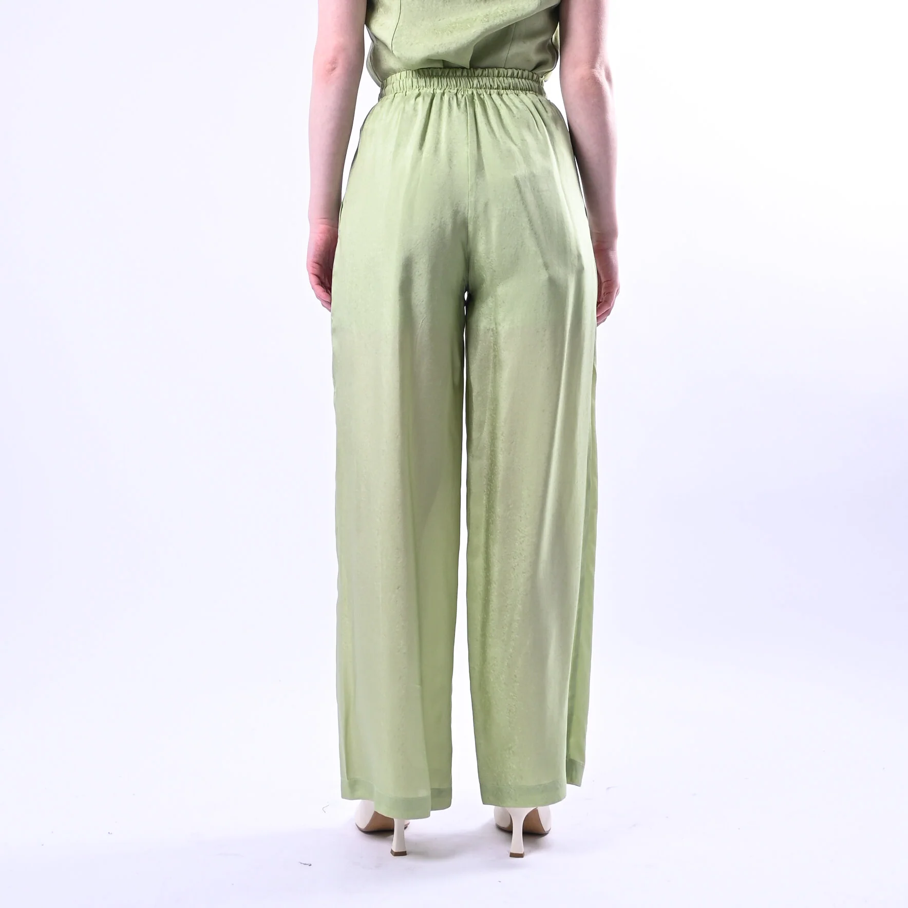 WU'SIDE - PANTALONE PALAZZO FLUIDO CON COULISSE ART.26289 - SALVIA - Image 4